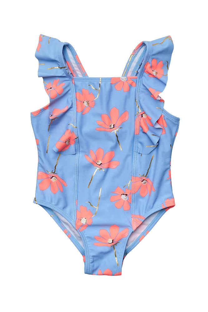 BEACH BLOOM RUFFLE SHOULDER SWIMSUIT