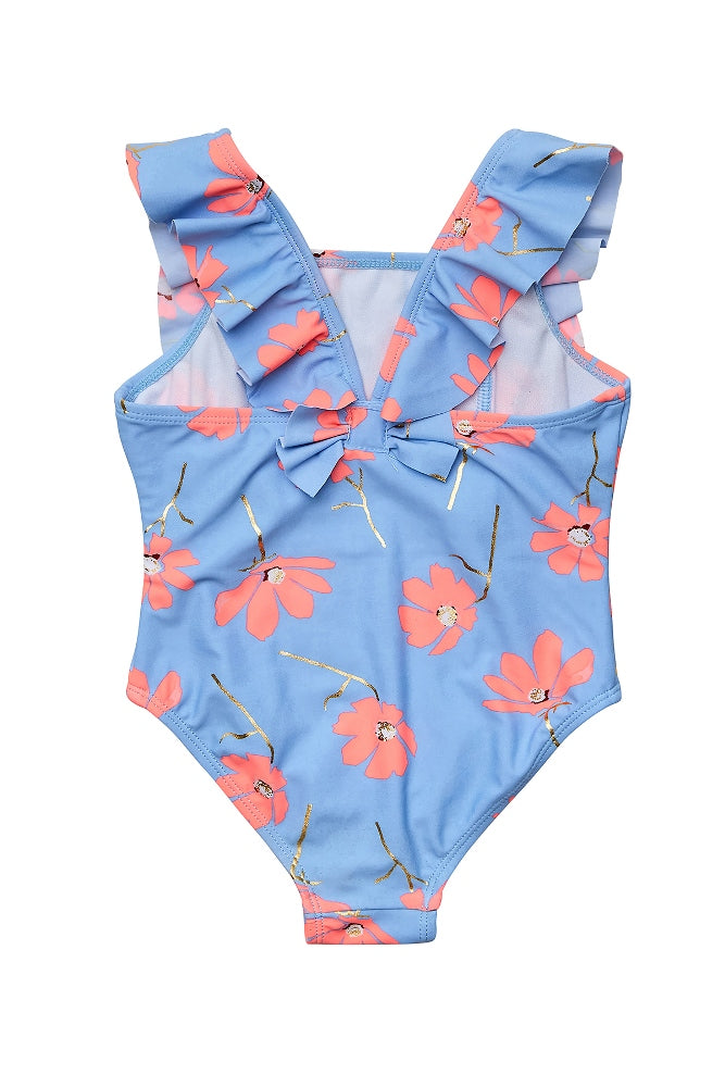 BEACH BLOOM RUFFLE SHOULDER SWIMSUIT