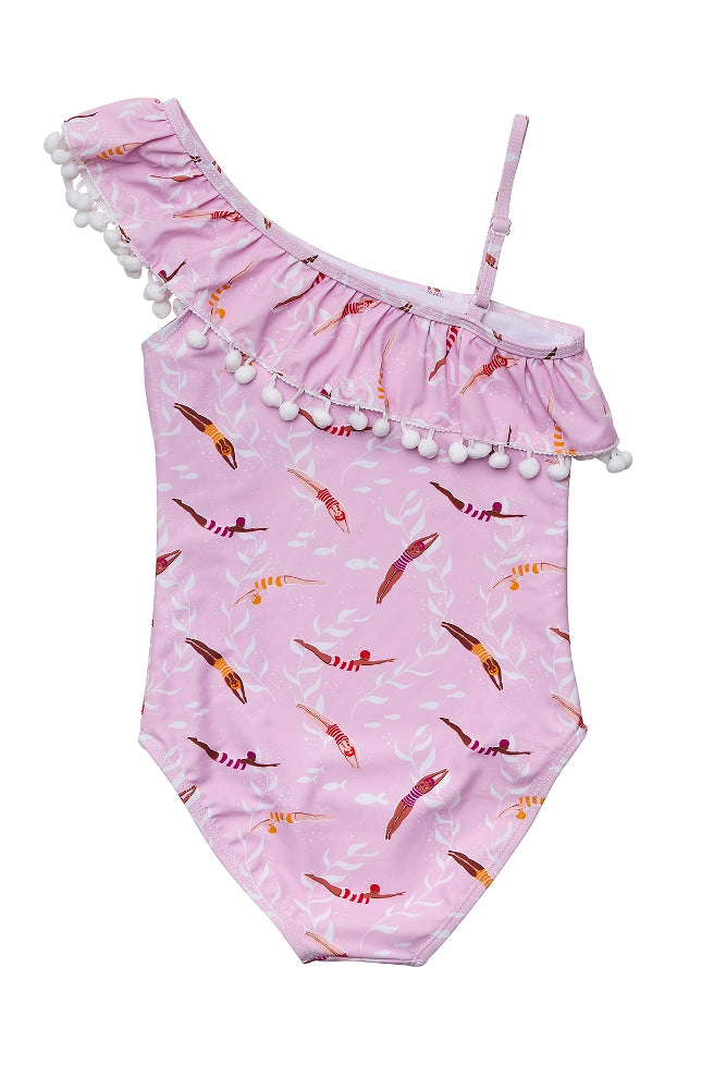 DIVING DIVA ONE SHOULDER FRILL SWIMSUIT