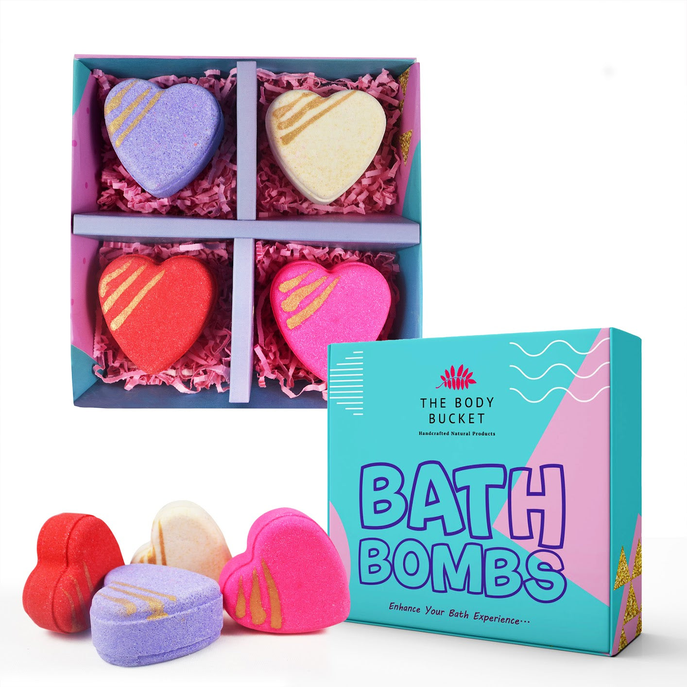 Golden Stripes Heart Bath Bomb