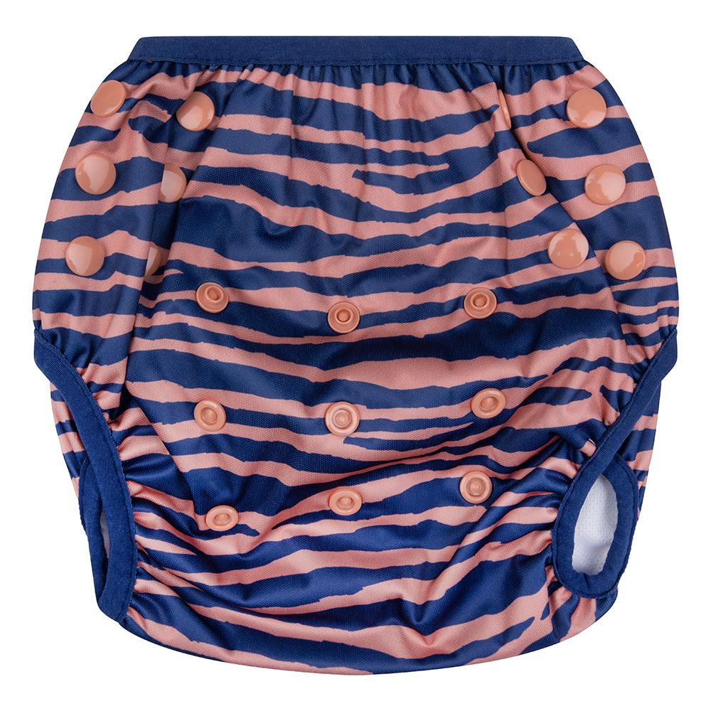 Washable Swim Nappy Blue/Orange Zebra
