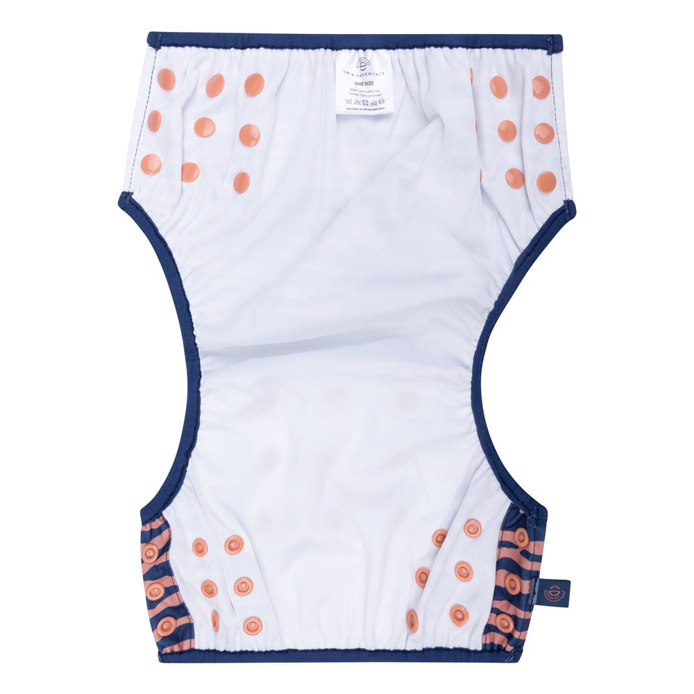 Washable Swim Nappy Blue/Orange Zebra