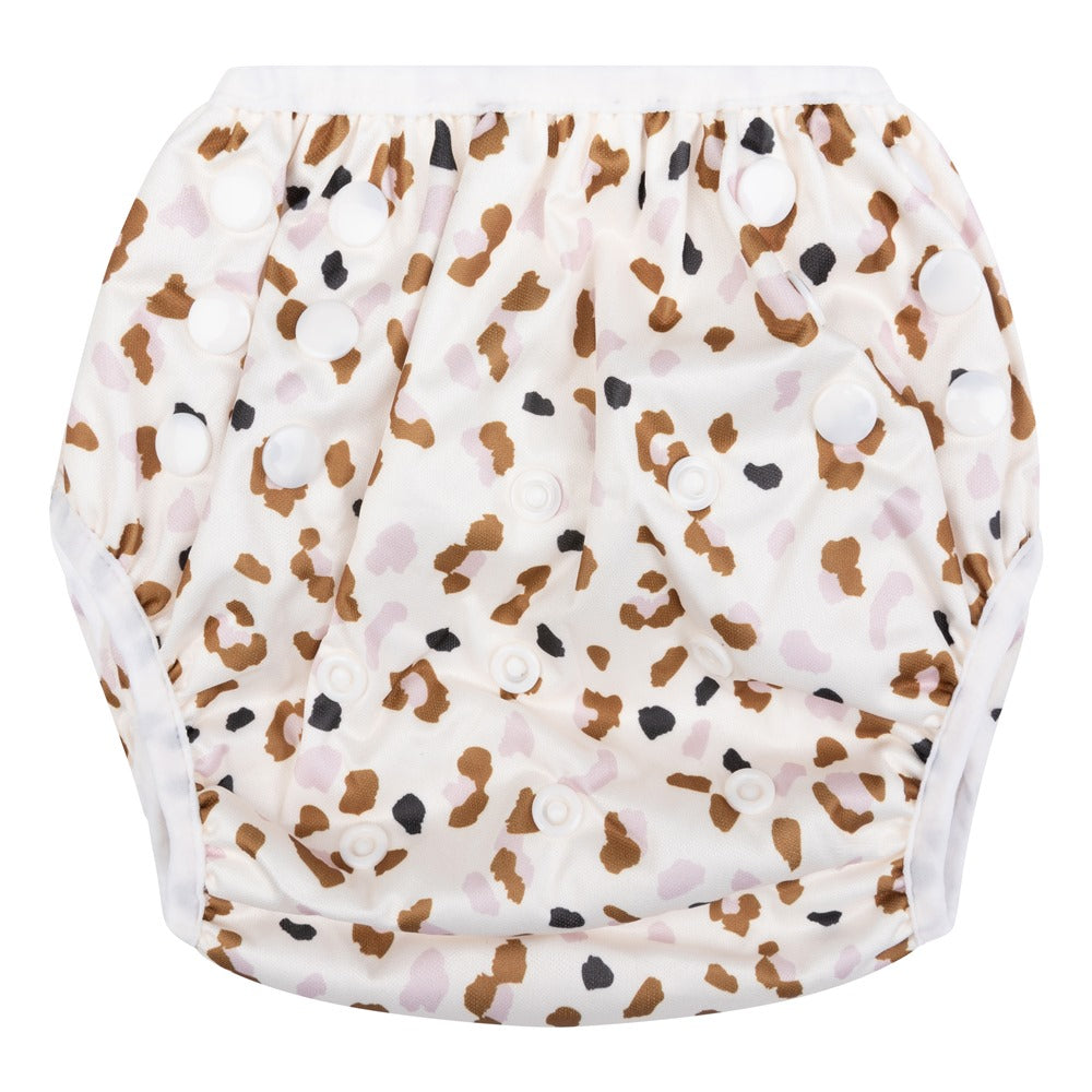 Washable Swim Nappy Khaki Panther Print