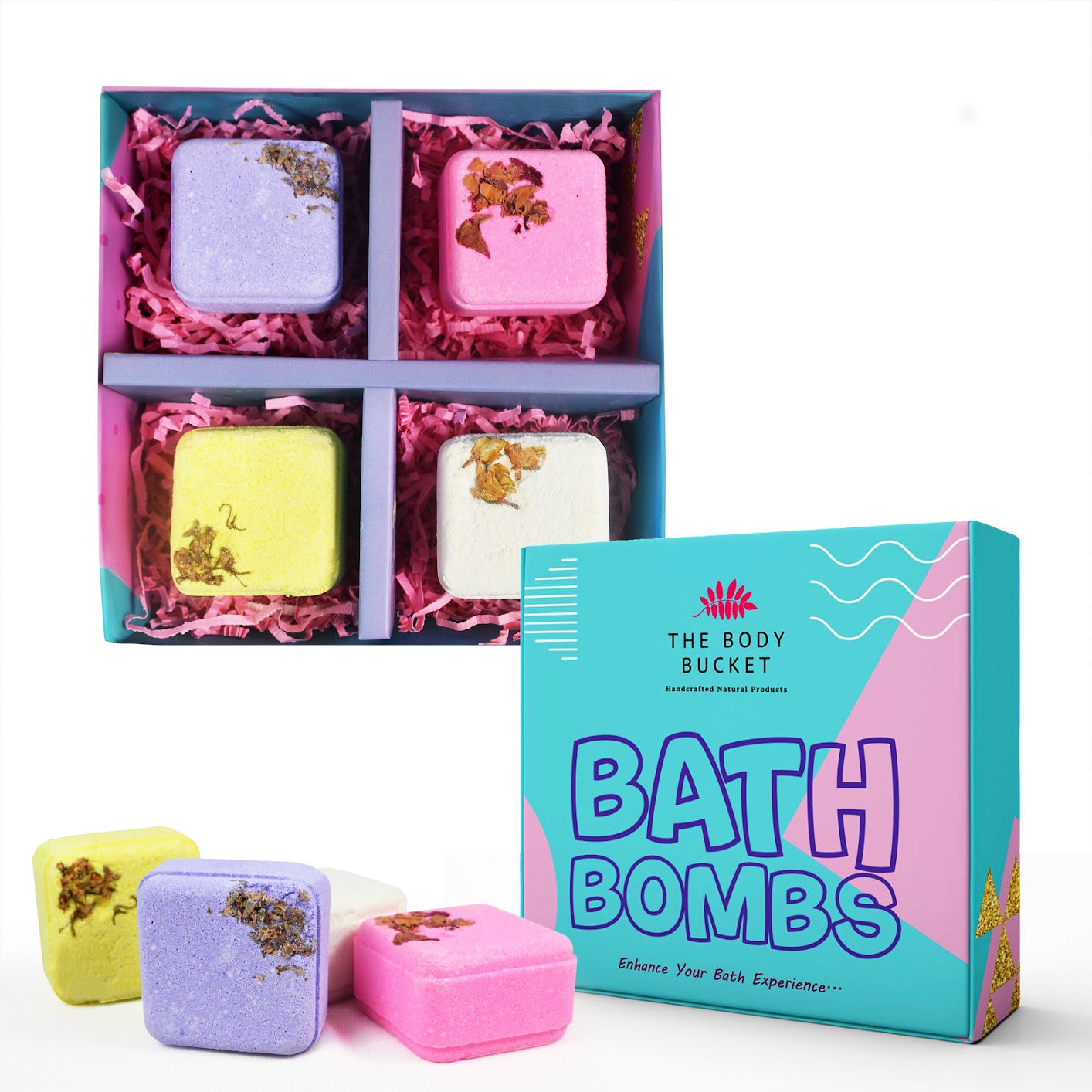 Square Flower Petals and Buds Bath Bomb