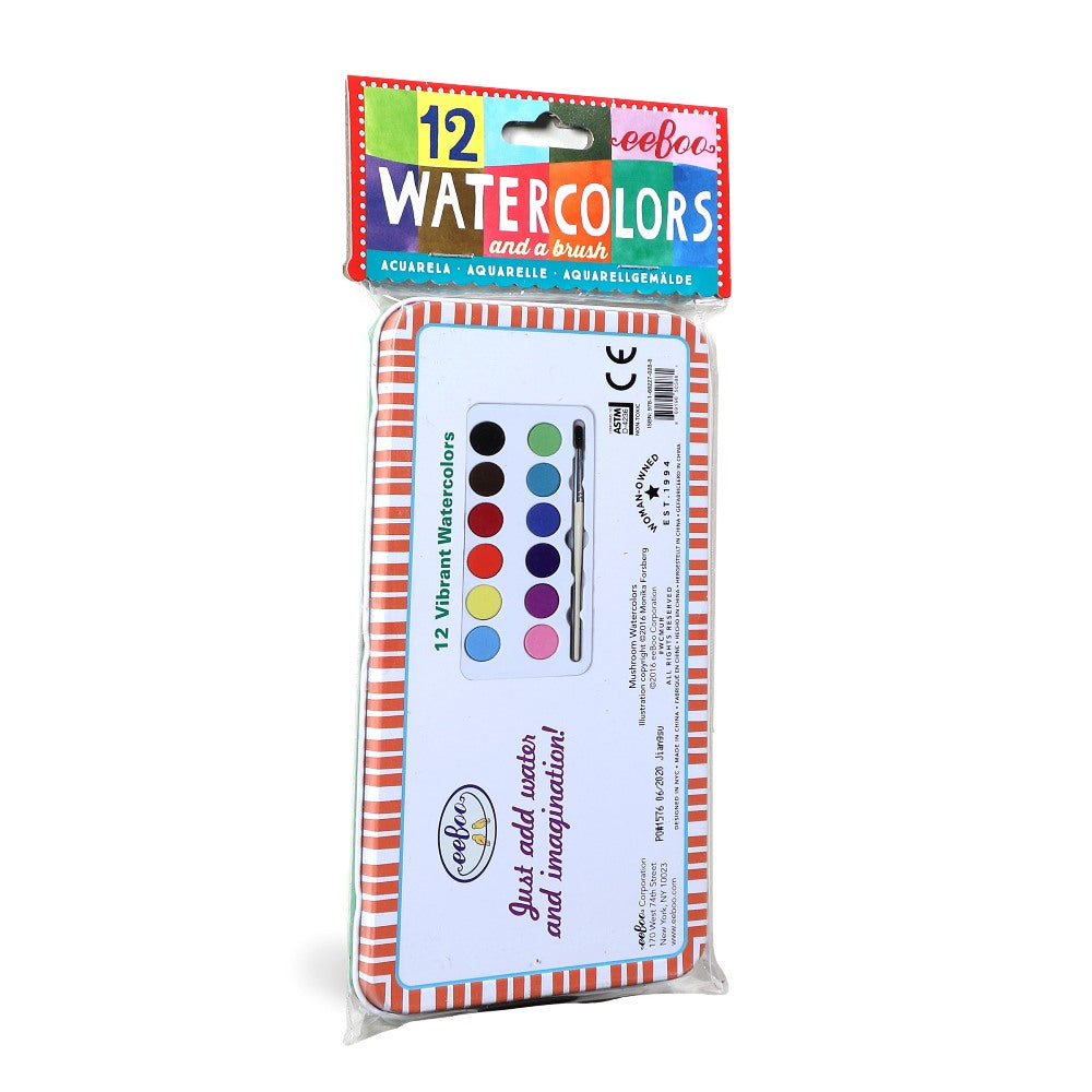 Mushrooms 12 Watercolors Tin