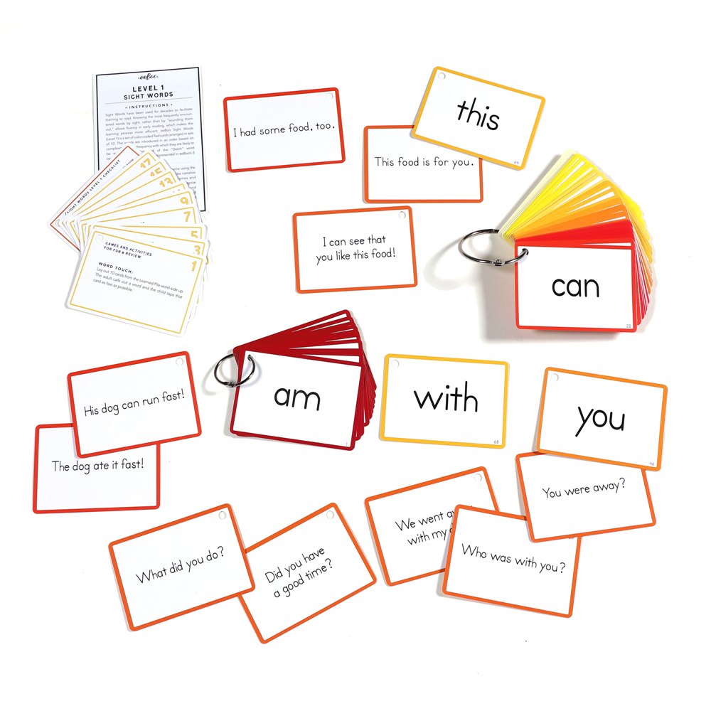 100 Sight Words Level 1 Literacy Flash Cards